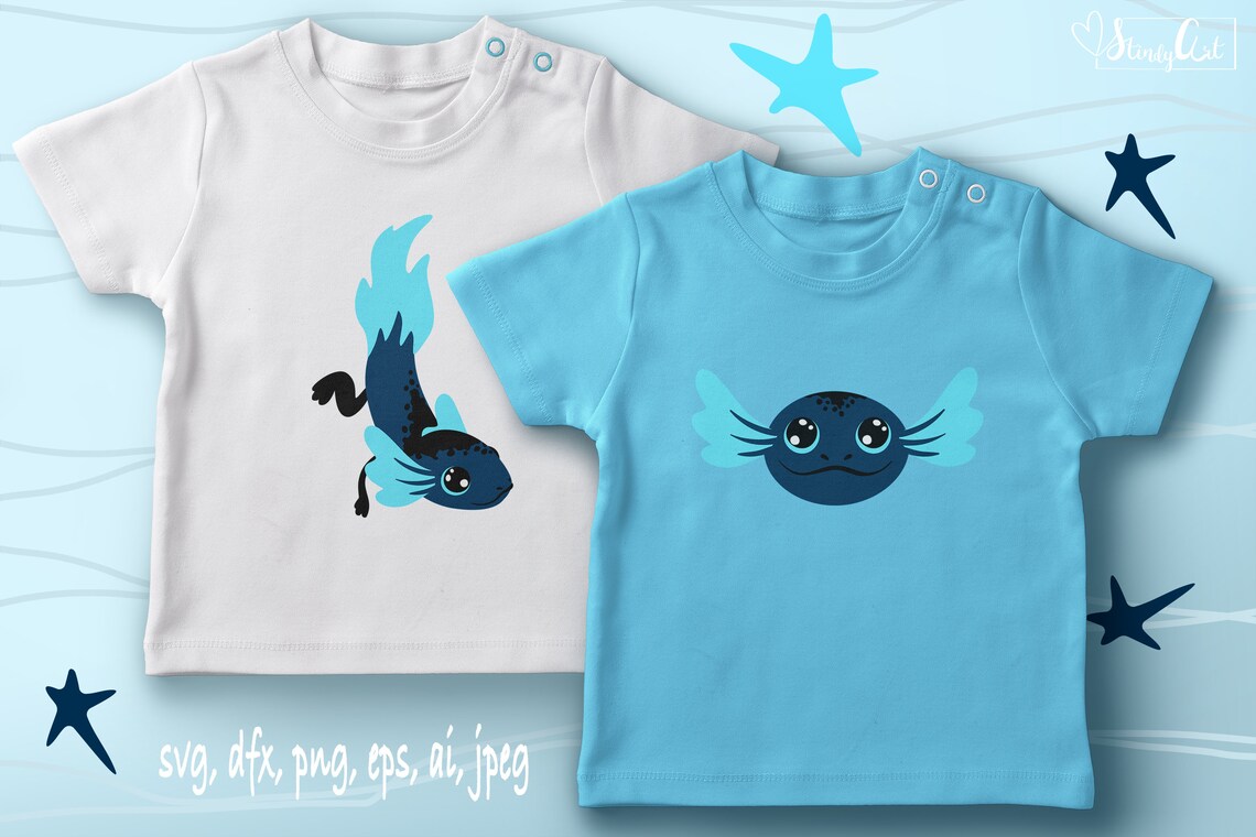 Axolotl Svg Files With Black Axolotl Clipart and Salamander Svg for