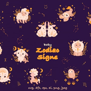 Baby Zodiac svg file for cricut, Zodiac signs svg, Zodiac Constellation svg, boho svg, celestial animals png