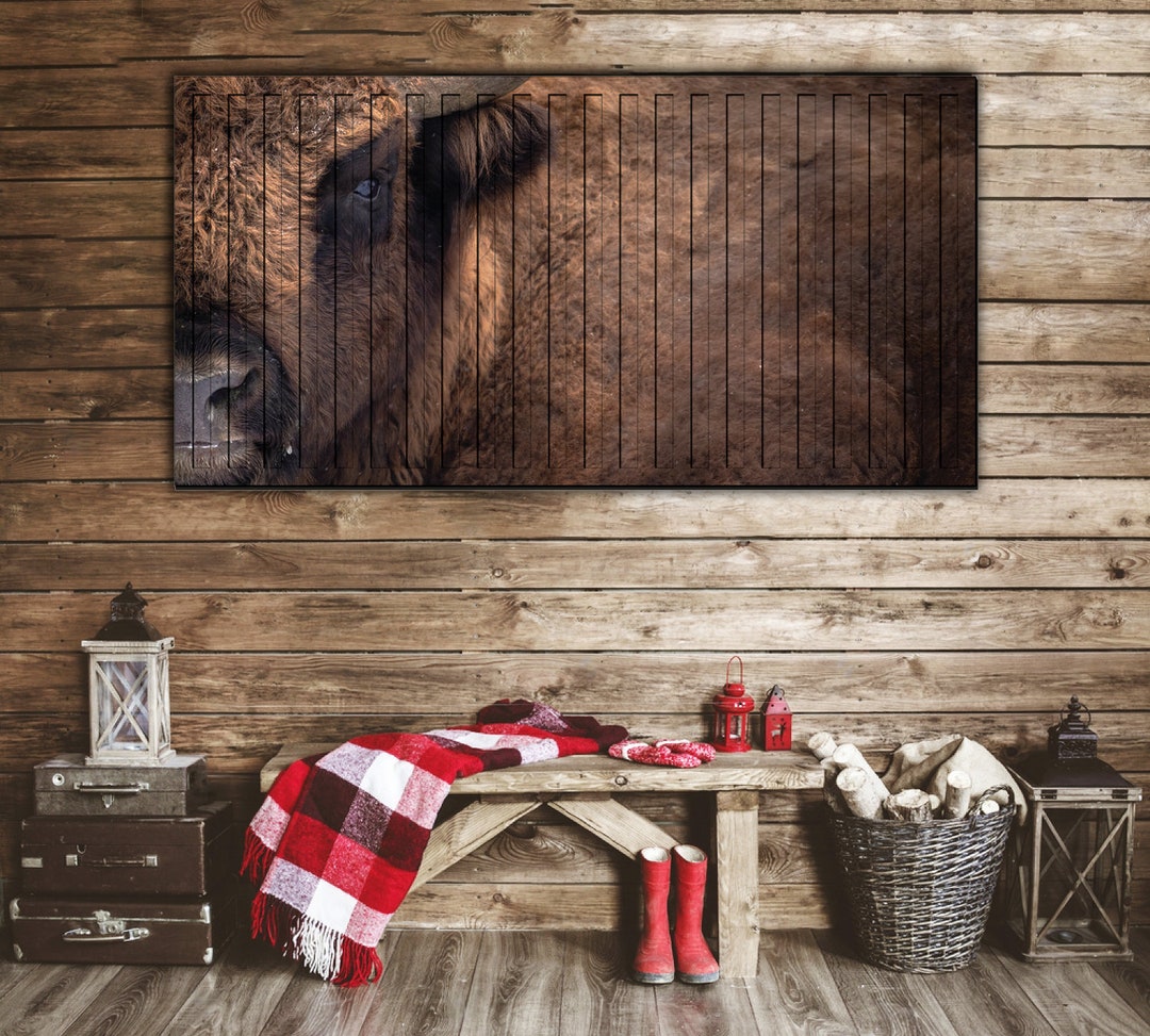 Bison Wall Art Wood Wall Decor Farmhouse Wall Decor Bison Etsy