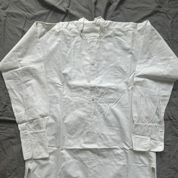 Vintage Swedish pleated bib dress shirt 1920s antique Edwardian folk French cuff gentleman artist smock deadstock