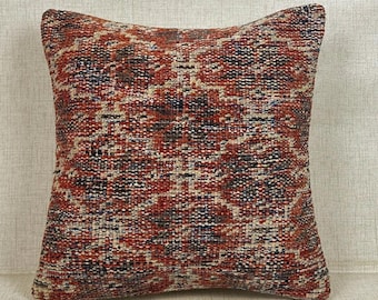 Vintage Turkish Kilim Pillow Cover Bohemian Decor 16x16 Eclectic Kilim Pillow Throw Pillow Cover Ethnic Pillow Kilim Pillow Case No:6041