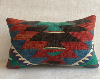 Turkish Kilim Pillow, 30x50 cm Kilim Pillow Cover, Home Decor, Decorative Throw Pillow, Turkish Kilim Pillow, Home Decor, Pillow No:3374