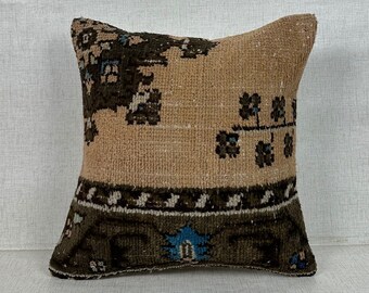 Vintage Kilim Pillow 20x20, Turkish Kilim Pillow, Anatolian Pillow,Handmade Kilim Pillow, Large Size Kilim Pillow, Decorative Pillow No:7318