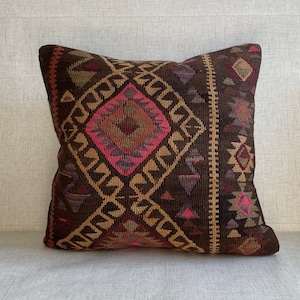 Decorative Throw Pillow,Turkish Kilim Pillow, Antique Pillow, 20x20 Pillow Case,Boho Pillow,Cushion Cover,Turkey Pillow,Couch Pillow No:1166