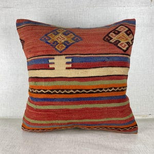 Decorative Throw Pillow,Turkish Kilim Pillow, Antique Pillow, 20x20 Pillow Case,Boho Pillow,Cushion Cover,Turkey Pillow,Couch Pillow No:1032