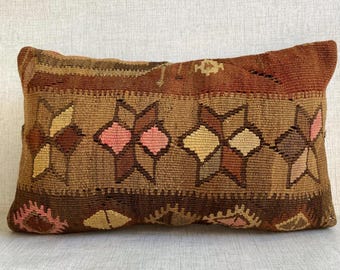 Kilim Pillow 12x20, Kilim Pillow Cover,Cushion Cover, Decorative Pillow, Pillow Cover, Home Decor, Turkish Kilim Pillow,Pillow No:3161