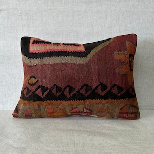 Turkish Kilim Pillow, 16x24 Bohemian Kilim Pillow, Decorative Turkish Kilim Pillow, Handwoven Kilim Pillow, Home Decor, Pillow Cover No:2167