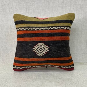 Throw Pillow,Turkish Kilim Pillow,Antique Pillow,16x16 Pillow Case Boho Pillow, Cushion Cover, Turkey Pillow,Couch Pillow No:0641