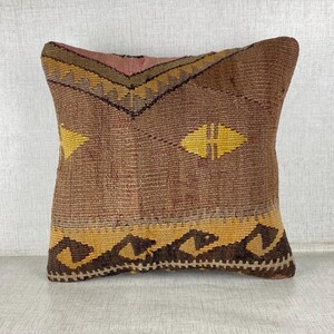 Decorative Throw Pillow,Turkish Kilim Pillow,Antique Pillow,16x16 Pillow Case,Boho Pillow, Cushion Cover,Turkey Pillow,Couch Pillow No:0034