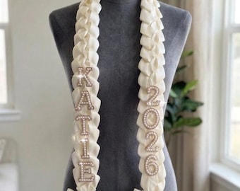 Handmade Satin Ribbon Graduation Stole, Ribbon & Fabric Lei, Custom Grad Sash, Senior Photo Prop, Unique Graduation Gift, Graduation Sash