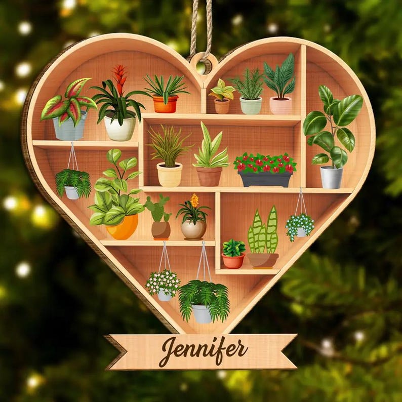 Personalized Plant Tree Ornaments, Gardener Plant Lover Christmas