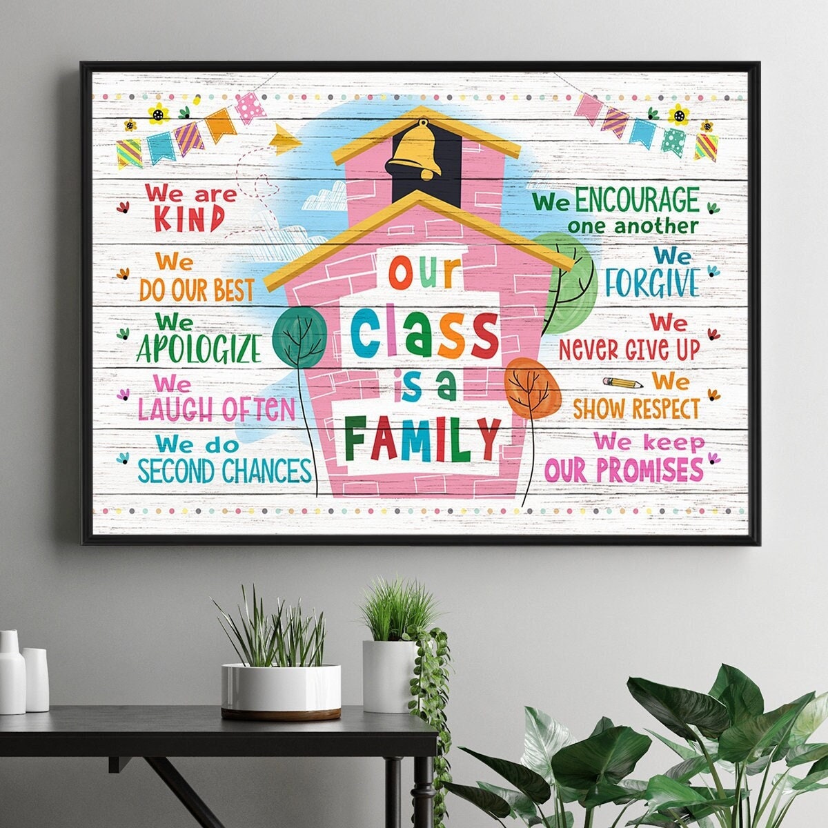 Unsere Klasse ist eine Familie zum Ausdrucken, Lehrer Pinnwand, Klassenzimmer Dekoration, Klassenzimmer PNG Poster, Geschenk für Lehrer, Schulanfang