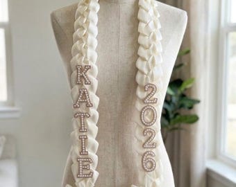 Handmade Satin Ribbon Graduation Stole, Ribbon & Fabric Lei, Custom Grad Sash, Senior Photo Prop, Unique Graduation Gift, Graduation Sash