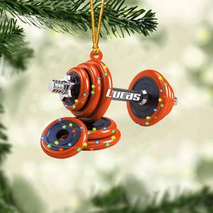 Personalized Gym Christmas Ornament, Fitness Dumbbell Weight Ornament ...