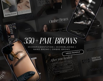 350+ Permanent Makeup Instagram Templates | Microblading Templates | PMU Brows Posts | Powder Brows Social Media Post | PMU Artist Posts