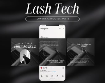 Lash Tech Artist Instagram Template | Lash Stylist Post Templates | Lash Tech Instagram Post | Lash Extension Post | Lash Tech Carousel