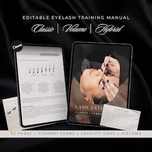 Lash Training Editable Guide | Classic Hybrid Volume Training | Eyelash Training Manual | Lash Tech Template |  Lash Instructor Manual Ebook