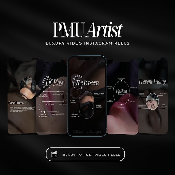PMU Artist Instagram Reels | Microblading Reels | Pmu Instagram Template | Lip Blush Reels | PMU Social Media Post | PMU Brows Template