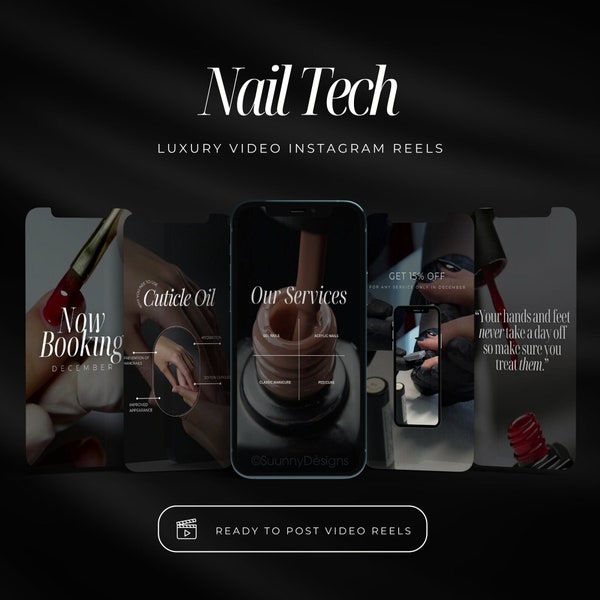 Nail Tech Instagram Video Reels | Nail Artist Instagram Post | Nail Technician Social Media Posts | Gel Nails Templates | Manicurist posts
