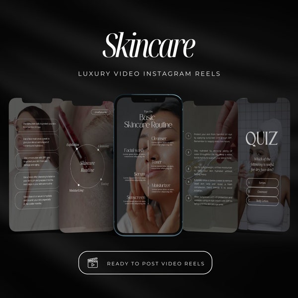 Skincare Instagram Video Reel Templates | Esthetician Instagram Reel | Dermatologist Templates | Skincare Social Media |  Skincare posts