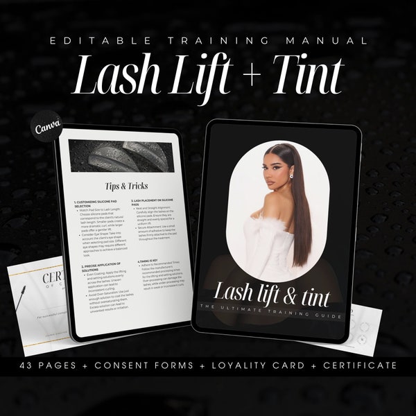 Lash Lift Training Editable Guide | Lash lift and tint Training Manual | Lash Lift Course Manual | Lash Instructor Manual Ebook | Lash tint