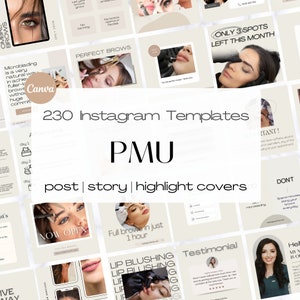230 Neutral Permanent Makeup Instagram Templates | PMU Instagram posts | PMU artist instagram template  | Microblading Instagram Templates