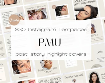 230 Neutral Permanent Makeup Instagram Templates | PMU Instagram posts | PMU artist instagram template  | Microblading Instagram Templates