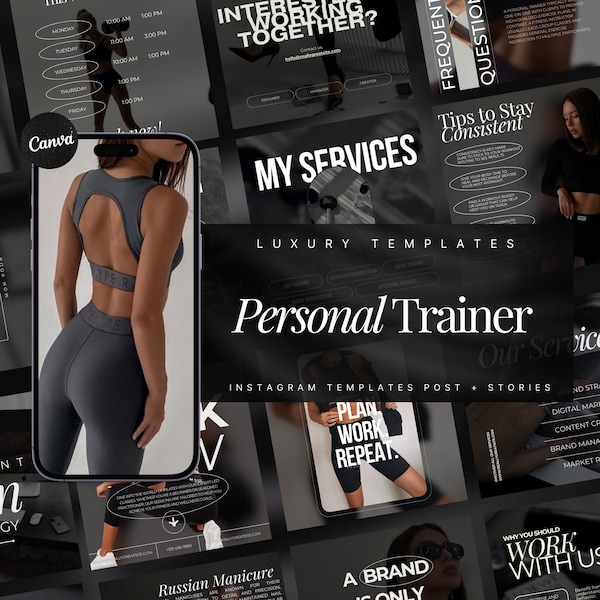 Personal Trainer Instagram-Vorlagen | Social-Media-Beitrag für Fitnesstrainer | Instagram-Vorlagen für Fitnesstrainer | Wellness-Coach | Gesundheitscoach