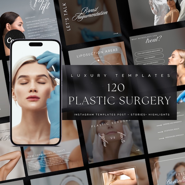 120 Plastic Surgery Instagram Templates  | Cosmetic Surgery Instagram Templates | Beauty Procedures Social Media Post | Plastic Surgeon Post