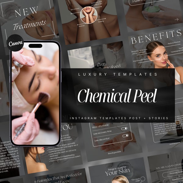 100 Chemical Peel Instagram Templates | Esthetician Instagram Template | Facial Treatment Template | Skincare Social Media |  Skincare posts