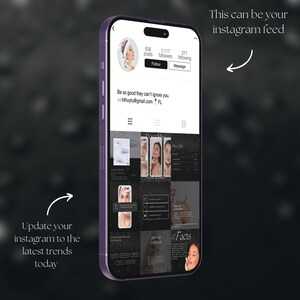 May include: A screenshot of an Instagram profile with a black and white theme. The profile has 636 posts, 1,117 followers, and 271 following. The profile bio says "Be so good they can't ignore you. kthuytu@gmail.com FL". The profile picture is of a woman with blonde hair. The Instagram feed shows a grid of nine photos, all of which are related to beauty and skincare.