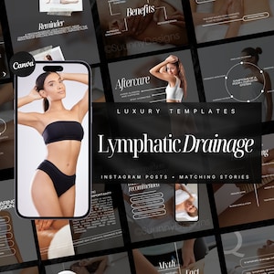 Lymphatic Drainage Instagram Templates | Manual Lymphatic Drainage Massage Posts | Massage Therapist Posts | Post Surgery Lymphatic Drainage