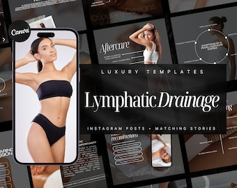 Lymphatic Drainage Instagram Templates | Manual Lymphatic Drainage Massage Posts | Massage Therapist Posts | Post Surgery Lymphatic Drainage