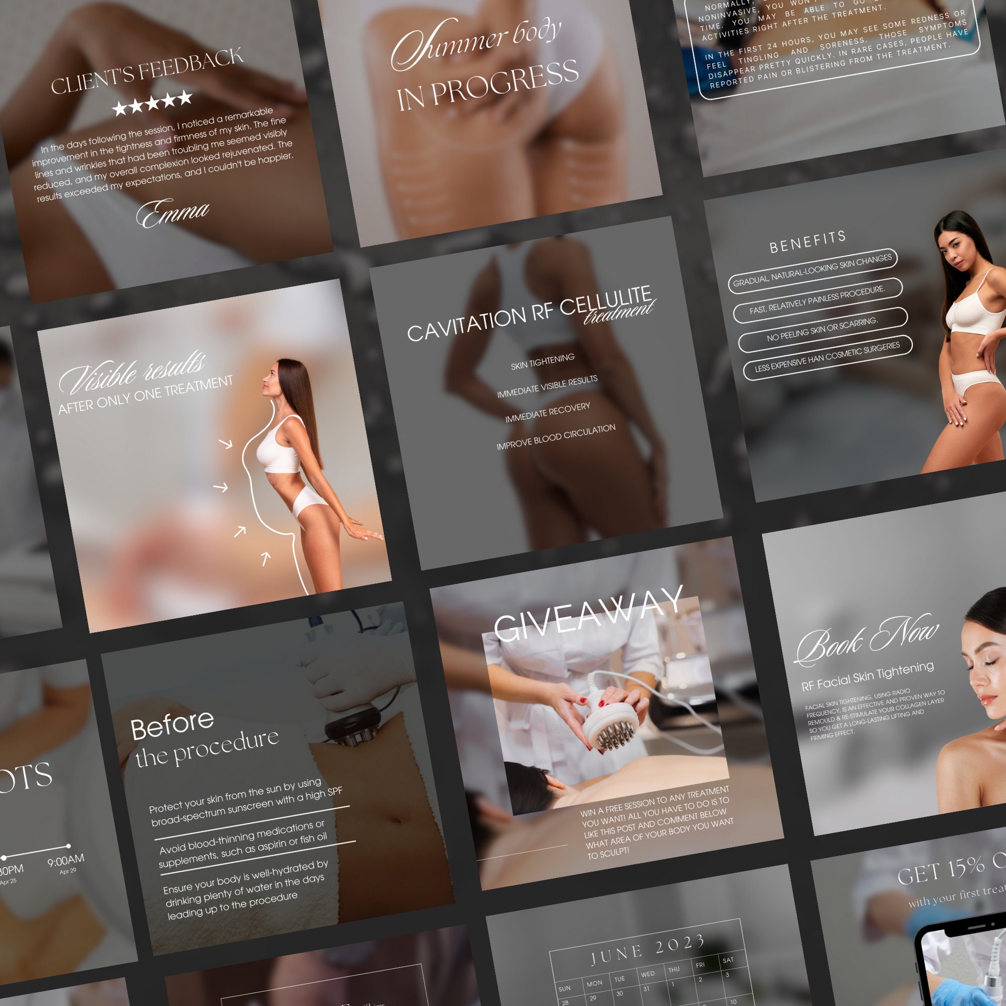 80 Radio Frequency Instagram Templates | Body Contouring Templates | RF ...