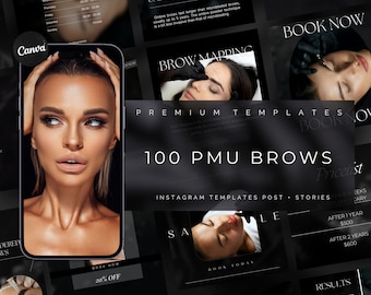 100 modelli Instagram per microblading / Modello Instagram PMU / Modelli per sopracciglia / Post sui social media PMU / Post su Instagram per tatuaggi labbra
