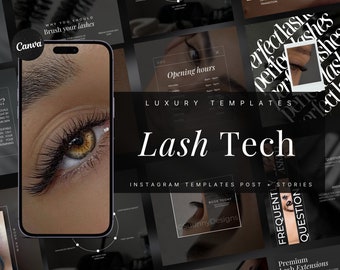 Modello Instagram per artista Lash Tech / Modelli di post per stilista di ciglia / Post su Instagram per Lash Tech / Post per estensione ciglia / Social media di Lash Tech