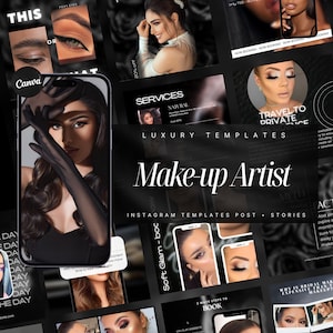 100 Makeup Artist Instagram Templates | MUA Templates | Makeup Instagram Post Templates | Beauty Salon Templates | Social Media Posts Canva