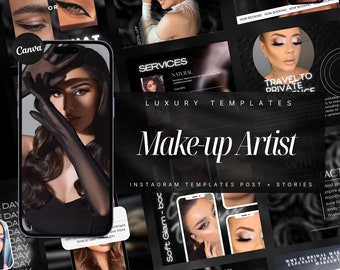 100 Makeup Artist Instagram Templates | MUA Templates | Makeup Instagram Post Templates | Beauty Salon Templates | Social Media Posts Canva