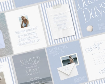 Coastal Instagram Templates, Coastal Aesthetic Social Media Posts, Summer Instagram Templates, Editorial Instagram Posts, Social Media Kit