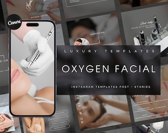 Oxygen Facial Instagram Templates | Esthetician Instagram Template | Facial Treatment Template | Skincare Social Media |  O2 Infusion Facial