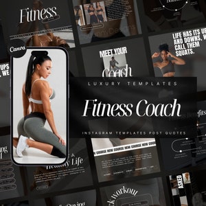 Fitness Coach Instagram Templates | Fitness Social Media Posts | Personal Trainer Templates |  Wellness Coach Posts |  Health Coach Template