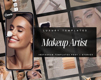 Luxury Makeup Artist Instagram Templates | MUA Templates | Makeup Instagram Post Templates | Makeup Branding | Makeup Social Media Posts