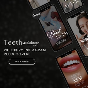 20 Carretes de Instagram de blanqueamiento dental / Plantillas de blanqueamiento dental LED / Publicación de blanqueamiento dental / Plantilla de publicación de redes sociales de blanqueamiento dental