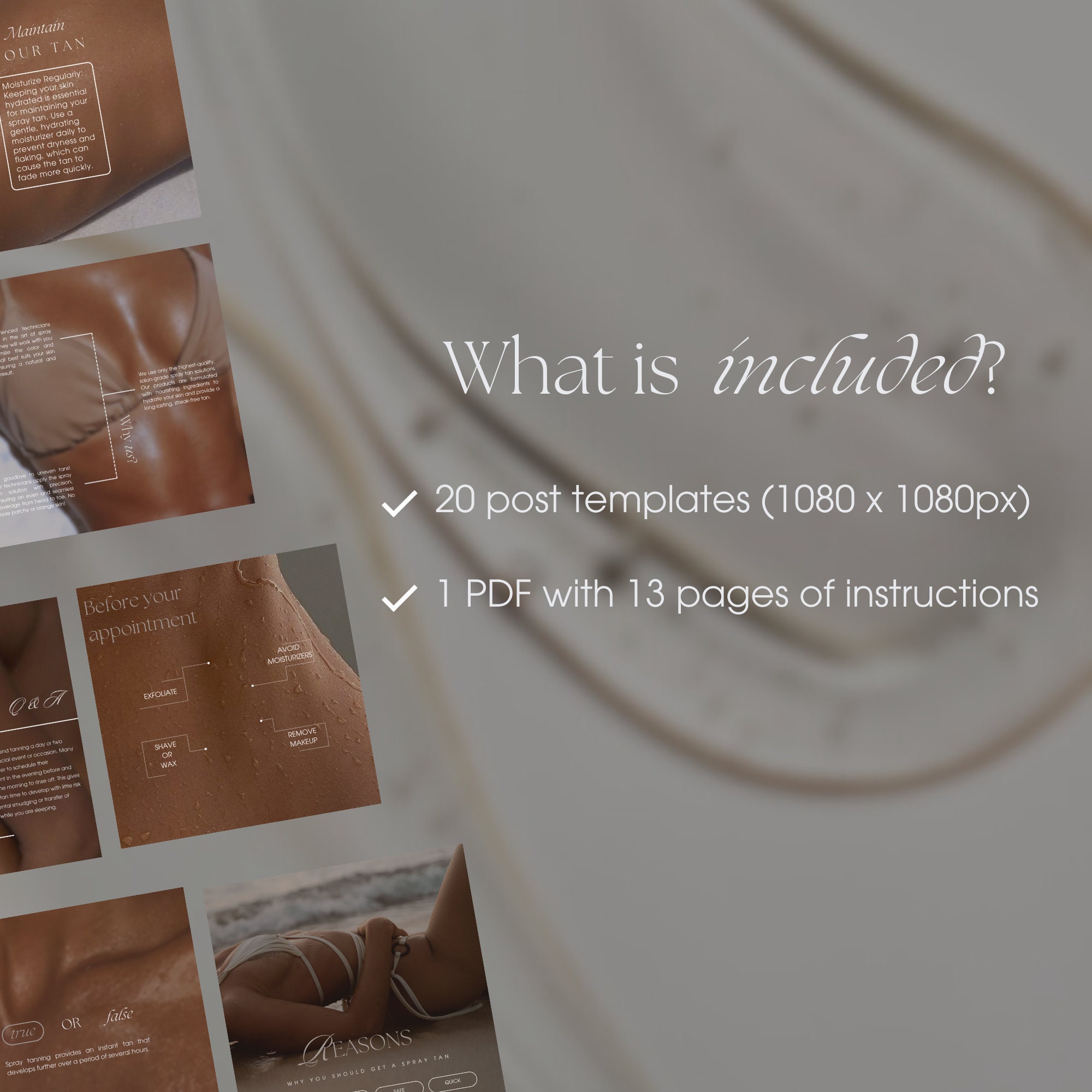 20 Deluxe Spray Tan Instagram Templates Spray Tanning Posts - Etsy