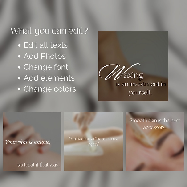 50 Waxing Quotes Instagram Templates Hair Removal Instagram Etsy