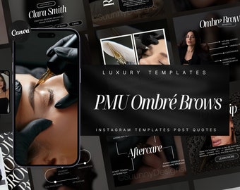 Ombre Powder Brows Instagram Template | Ombre Brows Posts | PMU Social Media Post | PMU Brows Template | PMU Artist Powdered Brows