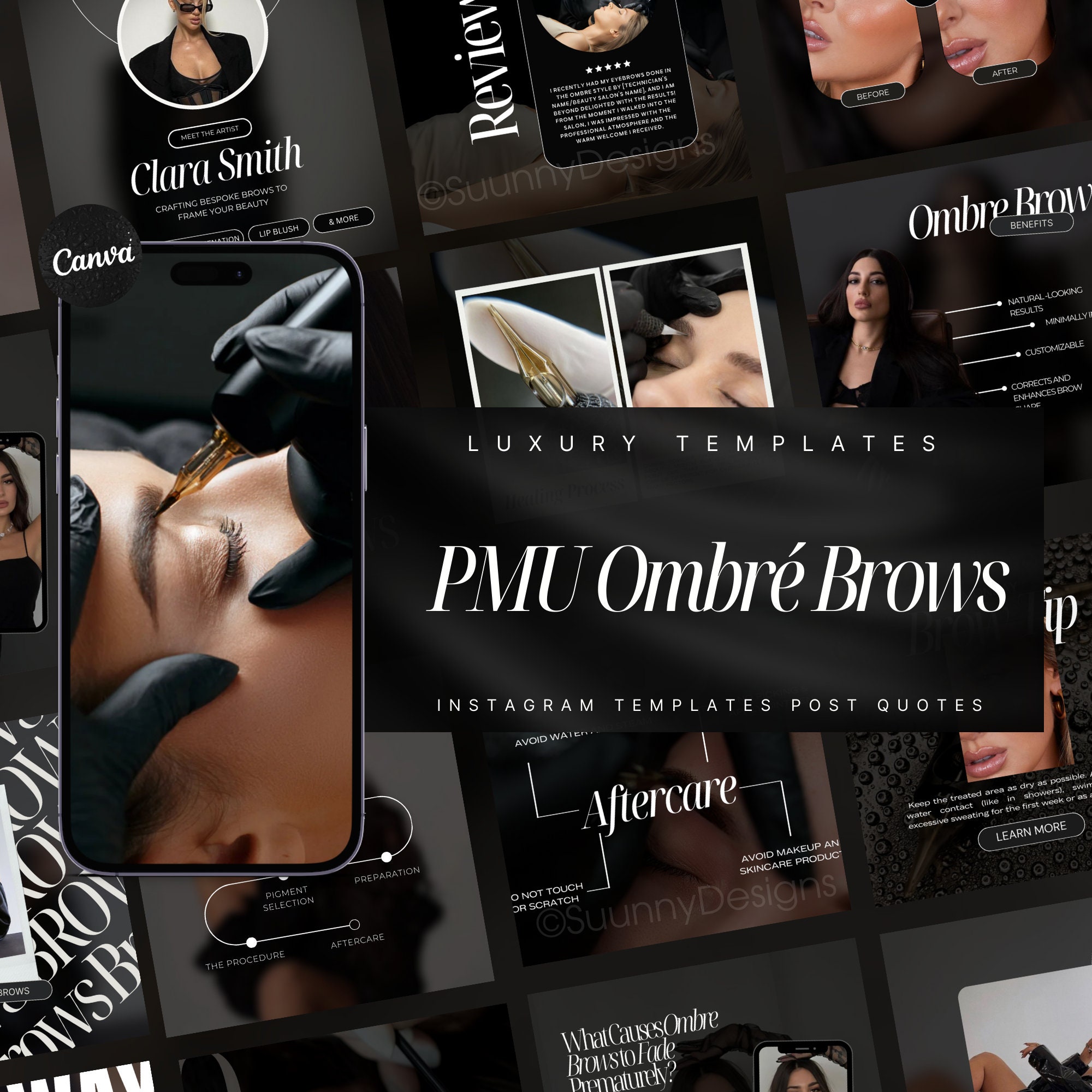 Ombre Powder Brows Instagram Template | Ombre Brows Posts | PMU Social ...