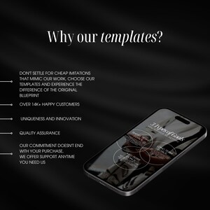 May include: A smartphone displays a graphic with the text "3 Types of Goals." The image includes the text "Why our templates?" and bullet points listing benefits like "Uniqueness and Innovation" and "Quality Assurance."