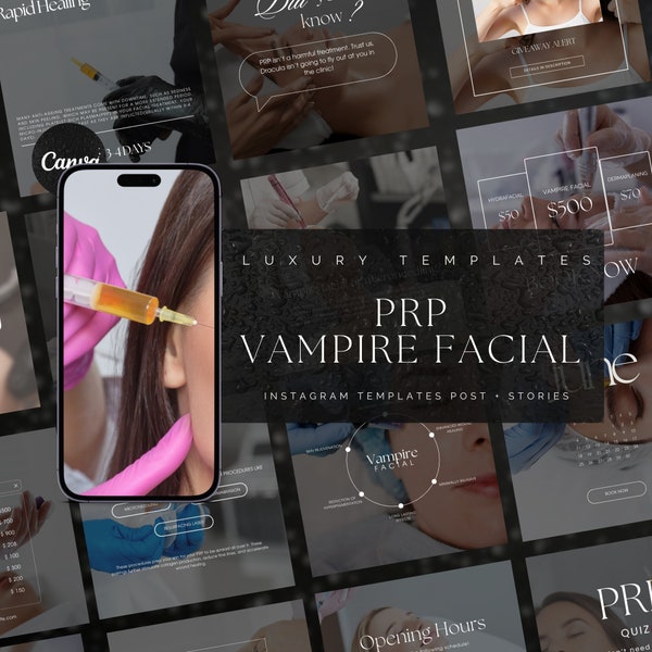 PRP Instagram Templates | Esthetician Instagram Template | Facial Treatment Template | Skincare Social Media | Vampire Facial Templates