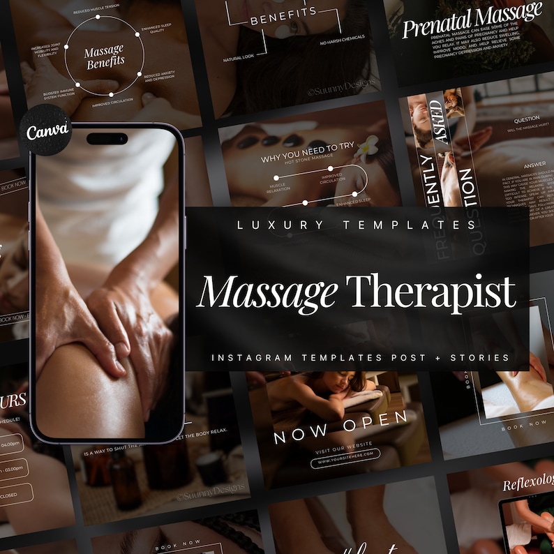 Instagram-mall för massage | Inlägg för massageterapeuter på sociala medier | Instagram-mall för massageterapi | Instagram-inlägg för spa | Massageinlägg bild 1